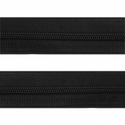 Рулонная молния с покрытием PVC спираль тип 3 (упак.270м) -черная с полосой СВО - купить в Мурманске. Цена: 12.74 руб.