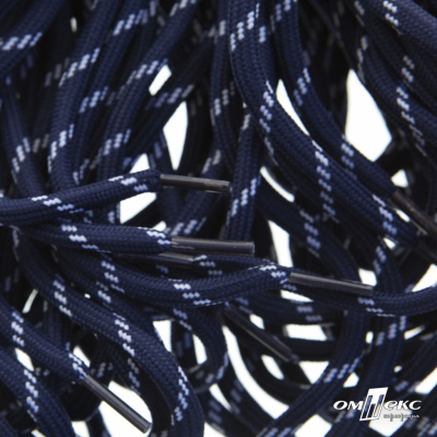 Шнурки #107-19, круглые 130 см, двухцветные цв.тём.синий/белый - купить в Мурманске. Цена: 22.14 руб.