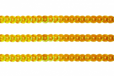 Пайетки "ОмТекс" на нитях, CREAM, 6 мм С / упак.73+/-1м, цв. 92 - золото - купить в Мурманске. Цена: 484.77 руб.