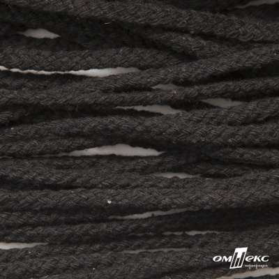 Шнур плетеный d-6 мм круглый, 70% хлопок 30% полиэстер, уп.90+/-1 м, цв.1078-черный - купить в Мурманске. Цена: 588 руб.