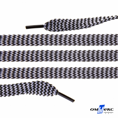 Шнурки #107-07, плоские 130 см, двухцветные цв.серый/чёрный - купить в Мурманске. Цена: 23.03 руб.
