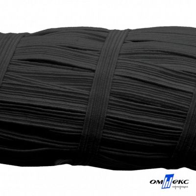 Резиновые нити с текстильным покрытием, шир. 6 мм (55 м/уп), цв.-черный - купить в Мурманске. Цена: 210.75 руб.