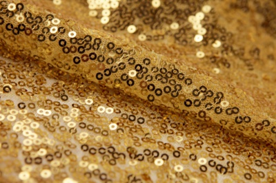 Сетка с пайетками №6, 188 гр/м2, шир.130см, цвет золото - купить в Мурманске. Цена 371.02 руб.