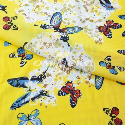 Плательная ткань "Софи" 7.2, 75 гр/м2, шир.150 см, принт бабочки - купить в Мурманске. Цена 241.49 руб.