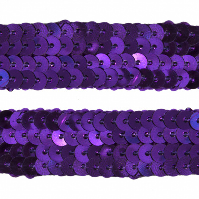 Тесьма с пайетками 12, шир. 20 мм/уп. 25+/-1 м, цвет фиолет - купить в Мурманске. Цена: 778.19 руб.