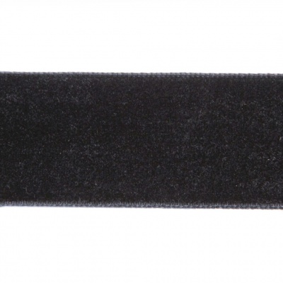 Лента бархатная нейлон, шир.25 мм, (упак. 45,7м), цв.03-черный - купить в Мурманске. Цена: 800.84 руб.