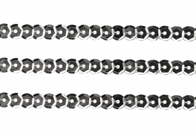 Пайетки "ОмТекс" на нитях, SILVER-BASE, 6 мм С / упак.73+/-1м, цв. 1 - серебро - купить в Мурманске. Цена: 468.37 руб.