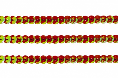 Пайетки "ОмТекс" на нитях, CREAM, 6 мм С / упак.73+/-1м, цв. 96 - красный - купить в Мурманске. Цена: 484.77 руб.