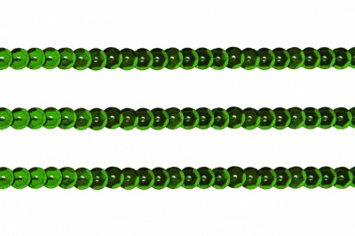 Пайетки "ОмТекс" на нитях, SILVER-BASE, 6 мм С / упак.73+/-1м, цв. 4 - зеленый - купить в Мурманске. Цена: 484.77 руб.