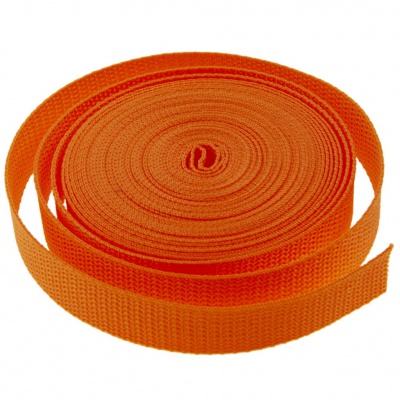 Стропа текстильная, шир. 25 мм (в нам. 50+/-1 ярд), цвет оранжевый - купить в Мурманске. Цена: 409.94 руб.