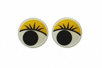 Глазки для игрушек, круглые, с бегающими зрачками, 15 мм/упак.50+/-2 шт, цв. -желтый - купить в Мурманске. Цена: 113.01 руб.