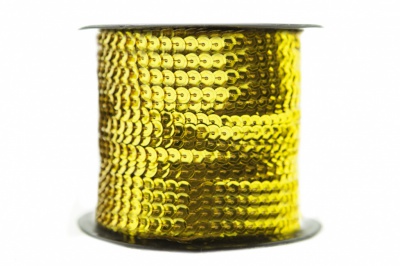 Пайетки "ОмТекс" на нитях, SILVER-BASE, 6 мм С / упак.73+/-1м, цв. А-1 - т.золото - купить в Мурманске. Цена: 468.37 руб.