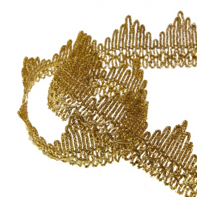 Тесьма металлизированная 0384-0240, шир. 40 мм/уп. 25+/-1 м, цвет золото - купить в Мурманске. Цена: 490.74 руб.